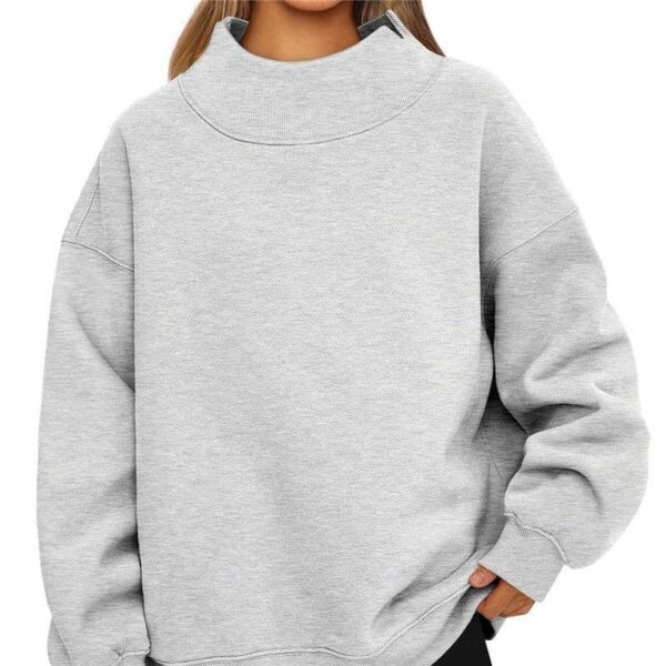 FLEECE-HN-01 Solid Color High Neck Fleece Sweatshirt