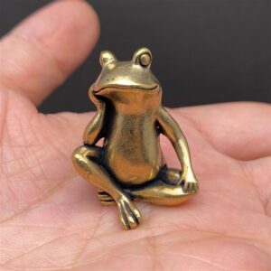 Brass Sitting Frog Crafts Desktop Ornaments Decoration